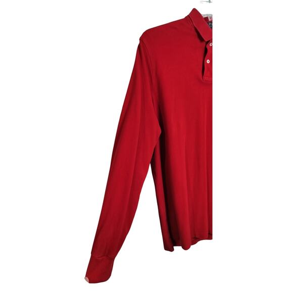 M794)Polo Ralph Lauren Men's Classic Fit XL Red Long Sleeve Cotton Black Pony - Picture 2 of 8